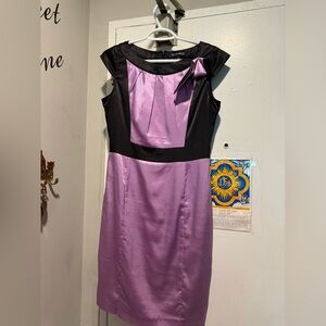 Le Chateau Black and Purple Mini Dress